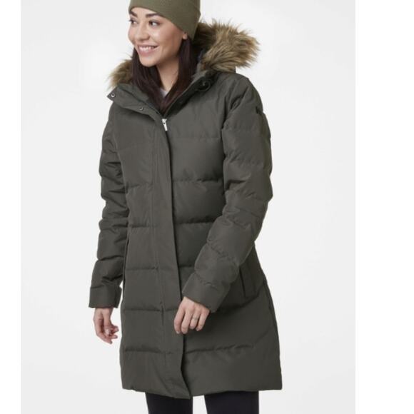 Eastern Mountain Sports Browm down coat removable Faux fur Hood size medium - Picture 1 of 12